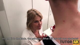 Older babe gets roughed by entitled dude after failing to pay tutor fees.