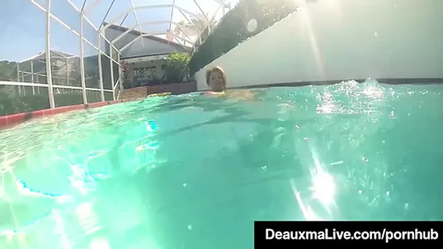 Hot Milf Deauxma Sinks Nude &mdash;  Rubs Tits In PornStar Pool