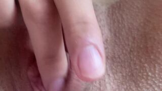 Zoomed in on tight —  wet pussy✌ as virgin girl fingers herself