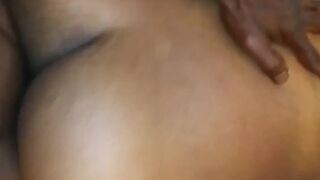 His ebony booty bends over —  jiggling soft and big as he rides the gorilla p