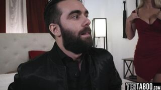 Frustrated curvy mature MILF ties up and dominates big dick stud