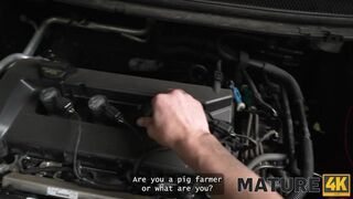 MATURE4K. Mature whore Texas Patti is fucking on top of her car in front of her husband